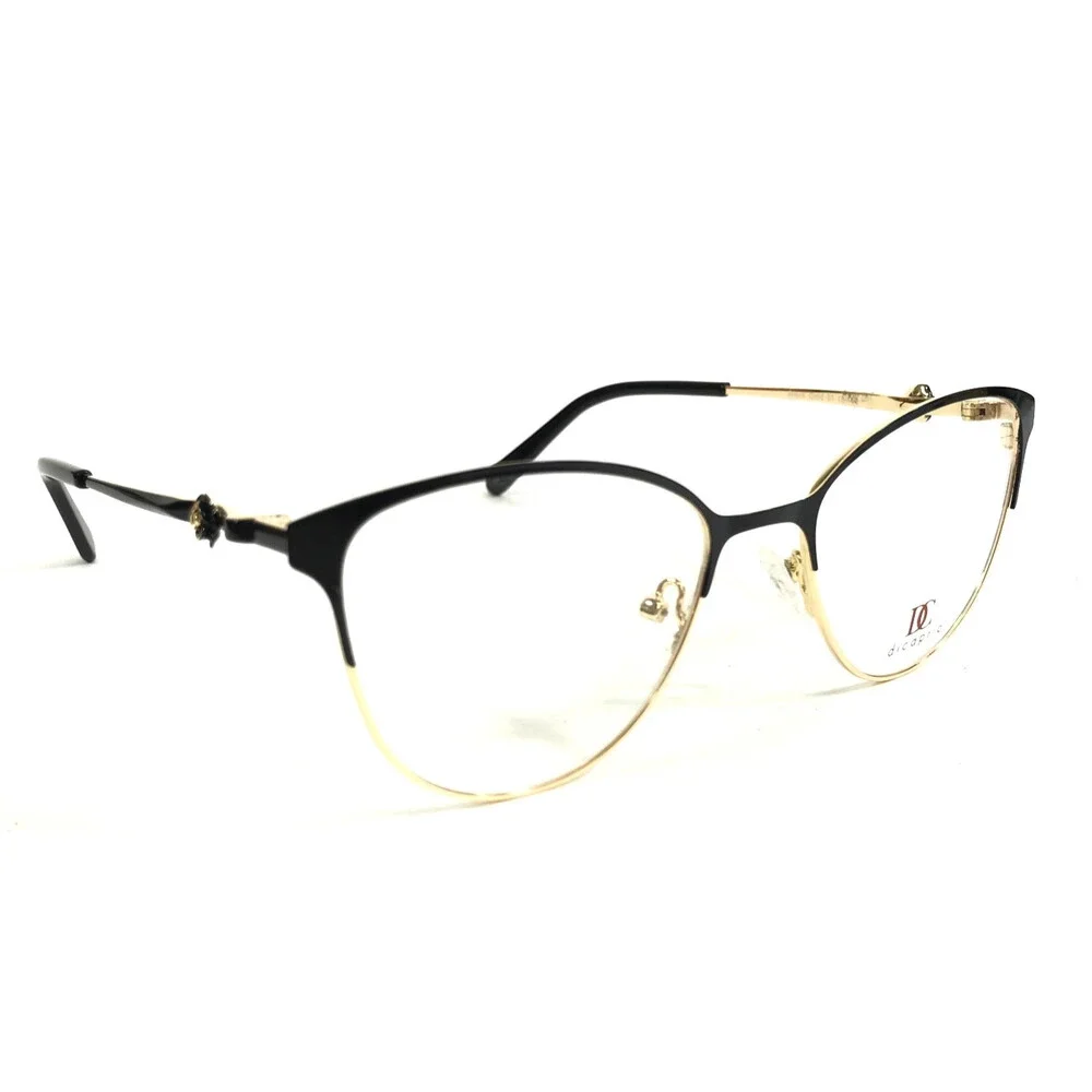 DiCaprio Eyeglasses Frames DC194 BLACK GOLD Cat Eye Full Rim 51-18-140